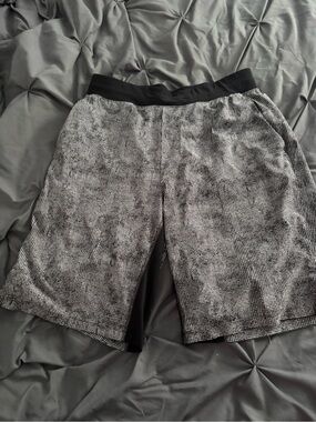lululemon athletica Black and Gray Patterned Men's Athletic Shorts
